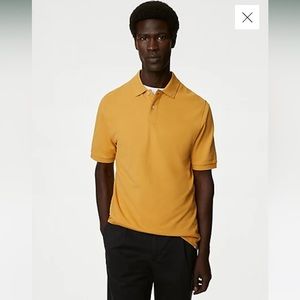 Marks & spencer London mustard yellow polo shirt M men’s pure cotton regular fit